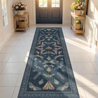 Vintage Dark Blue Insect Moth Runner Rug 3x8, Non Slip Washable Carpet - Image 6