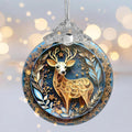 2025 Christmas Ornament, Stained Glass Effections, Christmas Tree 4 Inch Acrylic Ornament Art, White Elephant Gifts Car Interiors Decors, Christmas Decor (Quilling Deer)