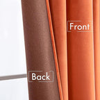 MIULEE Velvet Curtains 52x90 inches 2 Panels Fall Orange Blackout Curtains | - Image 6
