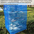 Drying Rack 6 Layers Folding Fish Mesh, Foldable Nylon Netting, Hanging Drying Fish Net, for Shrimp Fish Fruit Vegetables Herb, with Zipper Opening-Blue (37.4X19.6X19.6 in)…