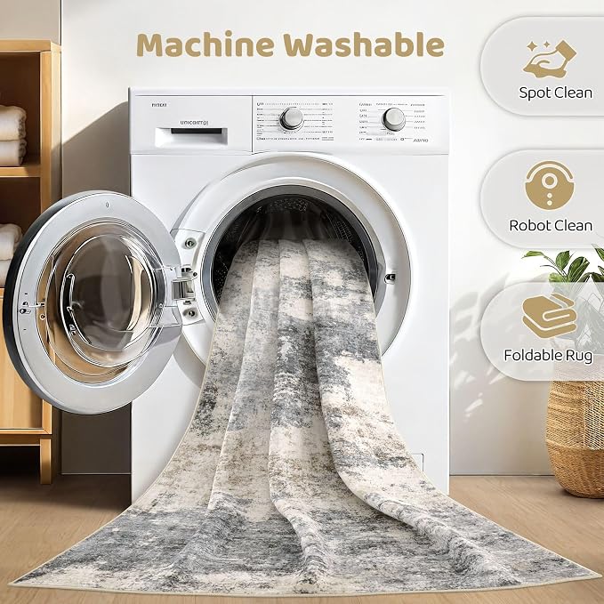LOONGRUG 7x10 Area Rug Washable Large Neutral Modern Living Room Rugs | - Image 2