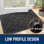 OLANLY Front Door Mat Outside 47x32, All-Season Absorbent Rubber Doormat | Black - Image 4