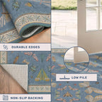 Washable 7x9 Area Rug for Living Room, Dusty Blue Modern Boho Carpet for - Image 4