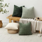 MIULEE Soft Decorative Chenille Pillow Covers Green 20x20 Pack of 4 | Nordic - Image 4