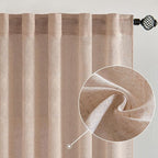MIULEE Natural Beige Linen Curtains 52x54 Inch Long - Image 2