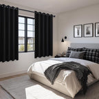 Grommet Blackout Curtains for Bedroom 60 x 72 Inches Black 2 Panels | Thermal - Image 6