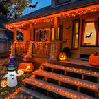 JMEXSUSS 2 Pack Halloween Solar Lights Outdoor, Total 400 LED 151FT Orange Solar Lights Outdoor Waterproof, 8 Modes Christmas String Light for Outside Tree Patio Yard Garden Halloween Decorations