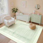 Wonnitar Washable Striped 8x10 Rugs for Living Room, Non-Slip Soft Sage Green Bedroom Rug, Low Pile Minimalist Floor Carpet for Nursery Playroom Dining Room Department (Green, 8' x 10')