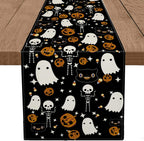 GAGEC Halloween Table Runner Black Cat Pumpkins Seasonal Kitchen Dining Table Home Outdoor Party Decorations (13'' x 108'')