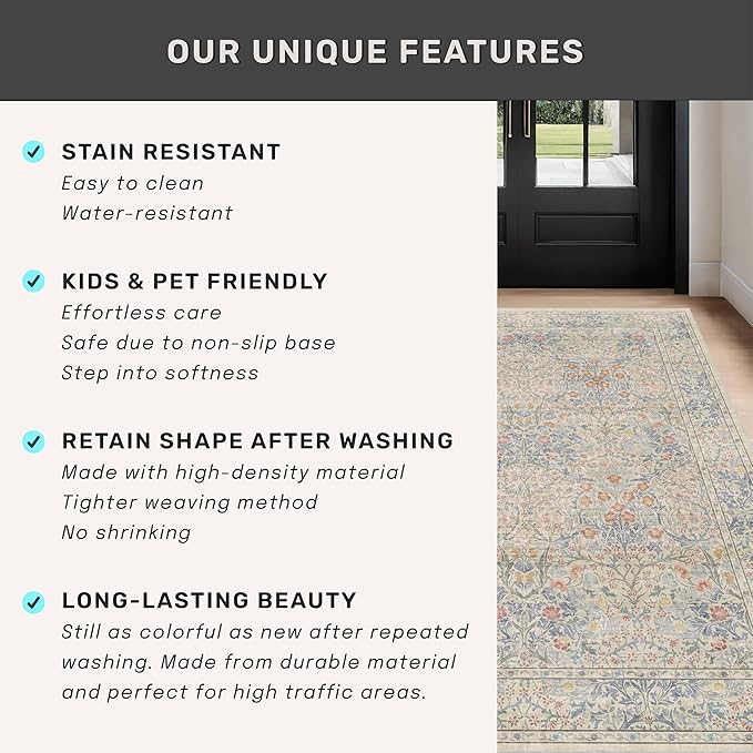 Washable Dining Room Rugs, 6x9 Area Rug - Image 8
