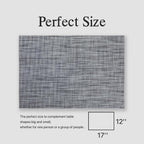 Placemats Set of 6 - Easy Clean Woven Vinyl Placemats for Dining Table, Indoor/Outdoor Place Mats, Washable PVC Table Mats（Dark Gray）