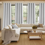 NICETOWN Faux Linen Greyish White Blackout Curtains 84 inches Long - Image 4