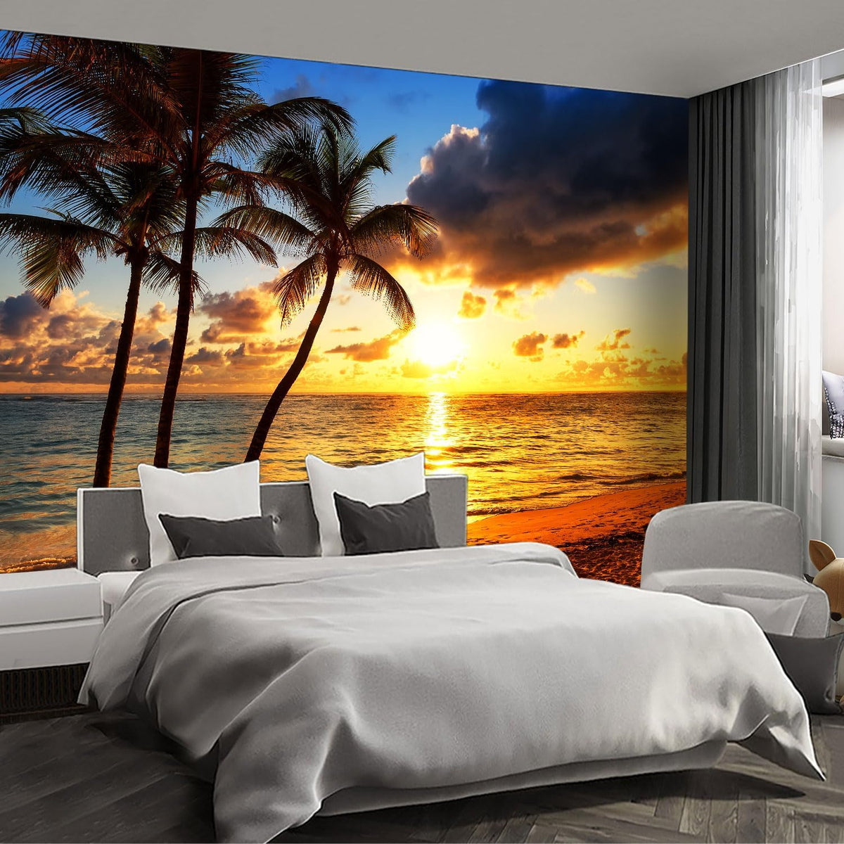 Beach Wall murals at Dusk Peel and Stick Sunset Wallpaper for Bedroom Living Room - 85"x118"