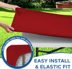 Fitted Tablecloth for 8 Foot Rectangle Tables-4 Pack Red Elastic Outdoor Picnic Table Cover-Spandex Stretch Folding Table Cloths 8ft for Camping Dining Room Patio Kitchen Banquet Party
