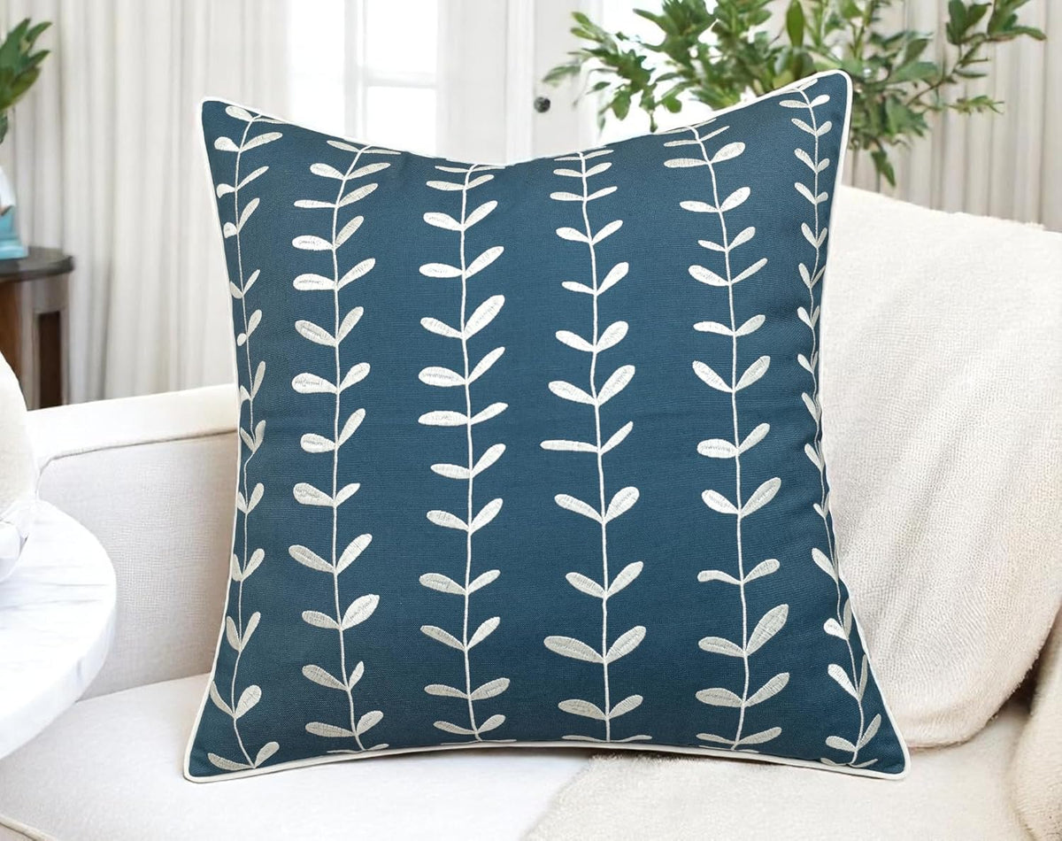 VAGMINE Embroidered Lollipop Pillow Cover - 20x20 Inches Square - 100% Cotton Teal Decorative Cushion Cover - Subtle Modern Pattern - Vibrant Accent for Sofa, Bed, Chair, Living Room