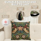 Charlotte Home Furnishings Throw Pillow Covers, Decorative Boho Pillow Covers for Couch, Living Room, Black Strawberry Square Cushion Cases 18x18 in, European Cotton Jacquard Woven, Cozy Bedroom Decor
