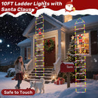 LED Christmas Ladder Lights 10ft with Santa Claus Decorations 2025 Upgrade Decorative Multicolor Lights for Outdoor and Indoor, Window, Garden, Home, Wall, Xmas Tree Decor Waterproof with 8 Modes