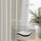 11 FT Extra Long Boho 100% Blackout Curtains 132 Inch Length 2 Panels Set Back - Image 4