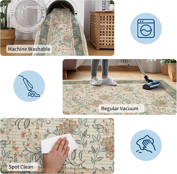 GarveeHome 5x7 Area Rug Sage Green Washable Rugs - Image 7