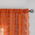 YJ YANJUN Vintage Lace Curtains 96 Inches Long- Rust Floral Terracotta Bay - Image 3