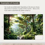 AFZEVEB-Green Tree Wall Mural Tropical Jungle Wallpaper for Bedroom 114"x74"(Not Peel and Stick)