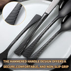 Hammered Black Silverware Set for 8,Stainless Steel 40-Piece Modern Cutlery Set,Mirror Polished Heavy Duty Flatware Set Utensil Set,Knives Spoons and Forks Set,Dishwasher Safe