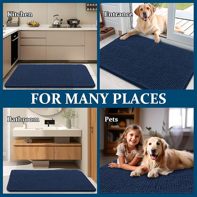 OLANLY Dog Door Mat for Muddy Paws 59x35, Super Absorbent Chenille Mud Mat | - Image 8