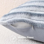 decorUhome Fall Faux Fur Throw Pillow Covers 20x20 Set of 2 Grey White | - Image 8