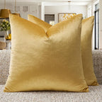 GIGIZAZA Yellow Velvet Pillow Covers 16x16 Decorative Pillows Pack of 2 | Throw by GIGIZAZAFocusingonhomedecoration