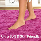 2x6 Hot Pink Fluffy Soft Runner Rug Non-Slip - Image 5