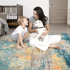 5x7 Area Rug Living Room: Modern Washable Soft Carpet Rosy Haze | - Image 8