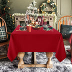 sancua Rectangle Tablecloth - 90 x 156 Inch - Water Resistant Spill Proof Washable Polyester Table Cloth, Decorative Fabric Table Cover for Dining Tables, Buffet Parties and Camping, Red