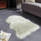 AMTOVO Faux Fur Rug, Light Grey Small Area Rug, Fluffy Sheepskin Rug, Fuzzy Ultra Soft 2 x 3 ft Shag Rugs for Bedroom Sofa Throw Cushion Room Decor, Sheepskin