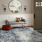 4x6 Area Rugs for Living Room Bedroom Dining Room Washable Blue Grey | Soft - Image 3