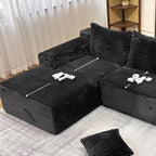 104" Modern Modular L-Shape Sofa Couch with Chaise Black Faux Rabbit Fur Cloud Sectional Couch with Deep Seat Modular Sectional Sofa No Assembly Required Upholstered Couches for Living Room Bedroom