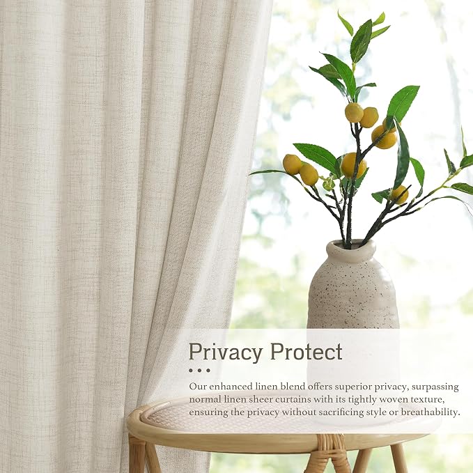 RYB HOME Linen Semi Sheer Curtains - Image 2