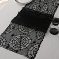 Halloween Lace Table Runners Black Gothic Spider and Cobweb Designs Lace Tablecloth Decorations Autumn Indoor Party Tabletop Cove for Halloween Decor Fireplace Mantel Scarf
