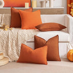 MIULEE Decorative Linen Euro Sham Pillow Covers 26x26 Burnt Orange | Boho - Image 8