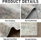 5x7 Area Rugs for Living Room: Washable Abstract Multi Color Badroom Carpet | - Image 5
