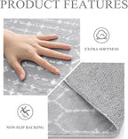 Lahome Moroccan 5Ft Round Rug Machine Washable Round Bedroom Carpet Grey - Image 5