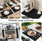 FROMHEART Faux Leather Placemats Set of 8–Waterproof,Heat/Oil Stain-Resistant PU Table Mat–Reversible,Non-Slip,Easy to Clean Place Mats for Kitchen,Dining,Indoor/Outdoor,(Black,11.8" x 17")