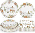 150Pcs Fall Paper Plates and Napkins Party Supplies Autumn Thanksgiving Disposable Plates Napkin White Pumpkin Plates Tableware Set for Fall Decor Thanksgiving Party Supplies,Serve 50 Guests