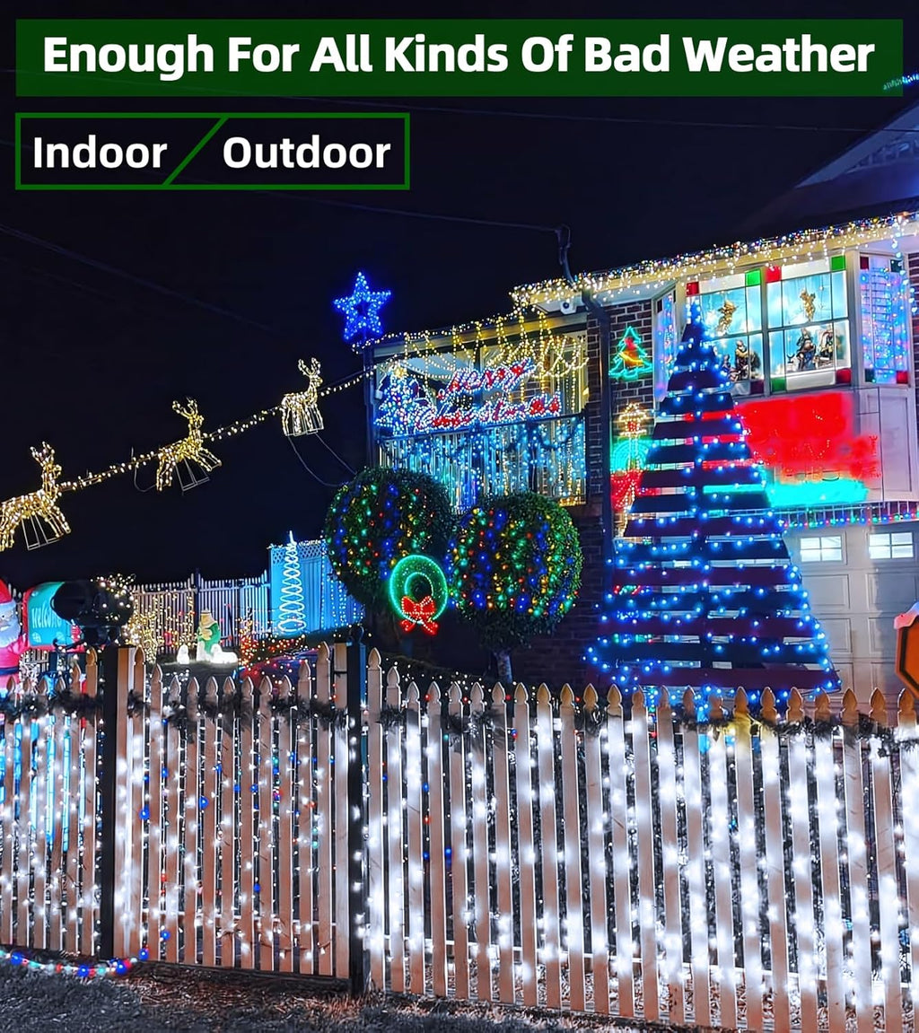 750 LED Outdoor Christmas Lights Decorations, 246ft Green Wire LED Christmas String Lights with Timer Memory, Twinkle Lighs for Indoor Outdoor Xmas Party Christmas Tree Wedding Garden Patio Cool White