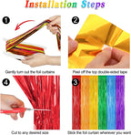 8 Pack Rainbow Backdrop, 3.28 FT x 7.05 FT Backdrop Curtains, Metallic Fringe Curtains Tinsel Bakdrop Party Streamer, Wedding Decor Rainbow Party Decorations Pride Photo Booth Props