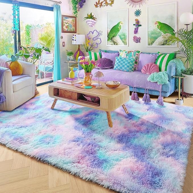 Amdrebio Purple Rainbow Mermaid Large Area Rug 9x12 - Image 7