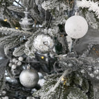 Sea Team 60mm/2.36" Delicate Contrast Color Theme Painting & Glittering Christmas Tree Pendants Decorative Hanging Christmas Baubles Balls Ornaments Set - 30 Pieces (Silver & White)