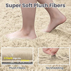 8x10 Fluffy Shag Area Rugs for Living Room Bedroom: Soft Plush Carpet Beige | - Image 5