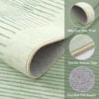 Wonnitar Washable Striped 8x10 Rugs for Living Room, Non-Slip Soft Sage Green Bedroom Rug, Low Pile Minimalist Floor Carpet for Nursery Playroom Dining Room Department (Green, 8' x 10')