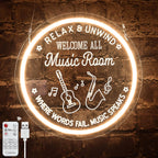 Live Music Neon Sign for Music Studio, Guitar LED Light Up Signs for Wall Decor, 3D Art Dimmable Neon Light USB for Bedroom Game Room Man Cave Party Aesthetics Decor, 12x12 Inch