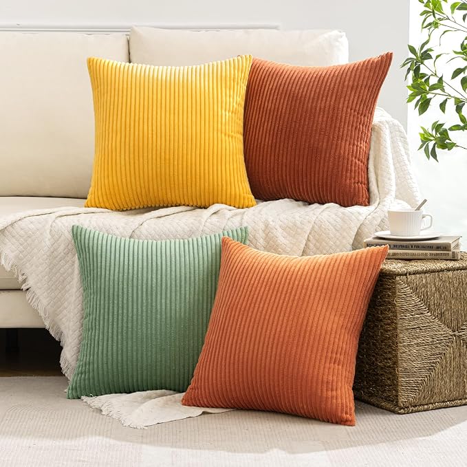MIULEE Fall Decorative Throw Pillow Covers Yellow Rust Green 16x16 | Set of 4 - Image 9